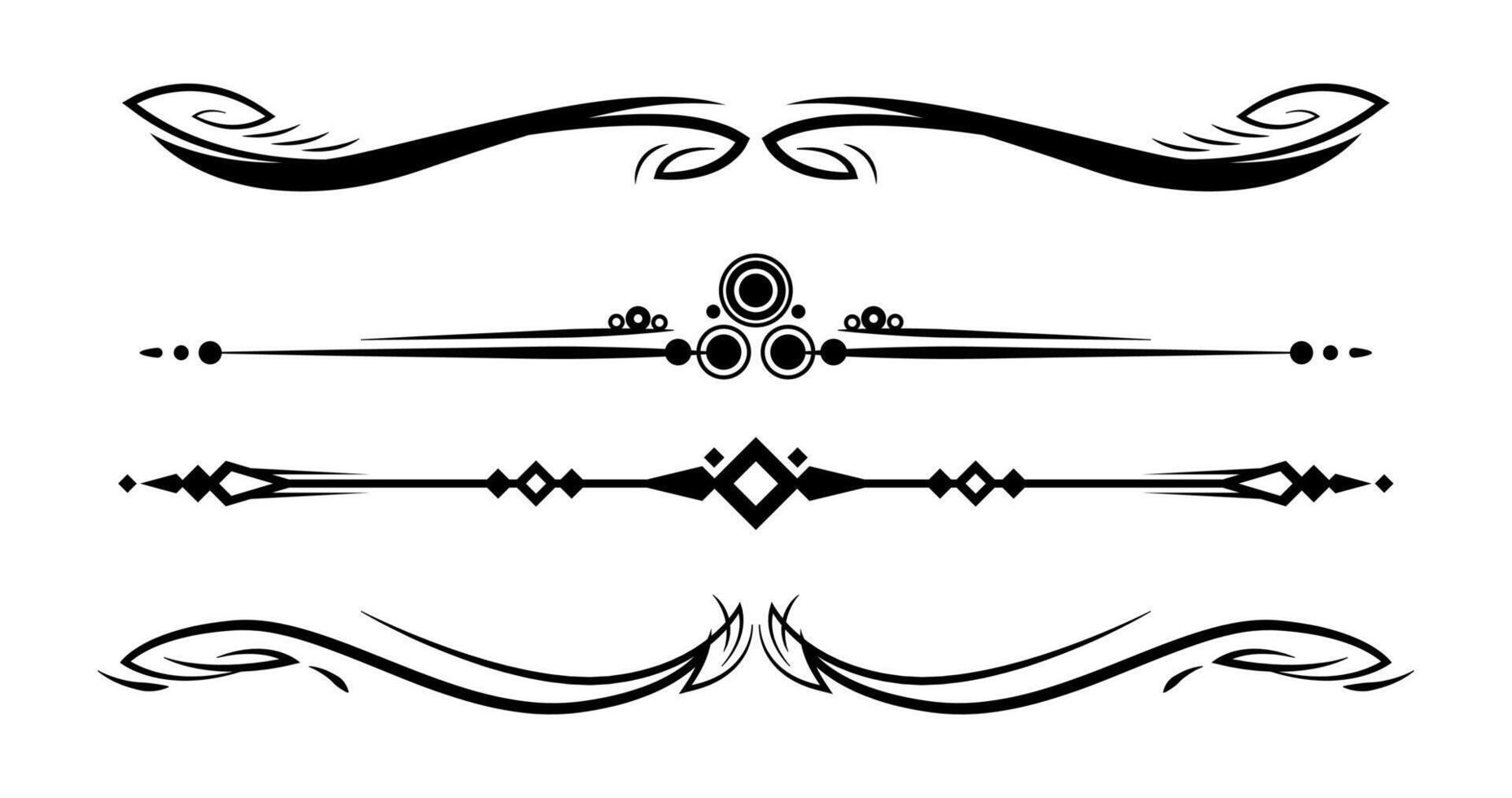 Calligraphic art ornamental 4 divider collection on black colour vector