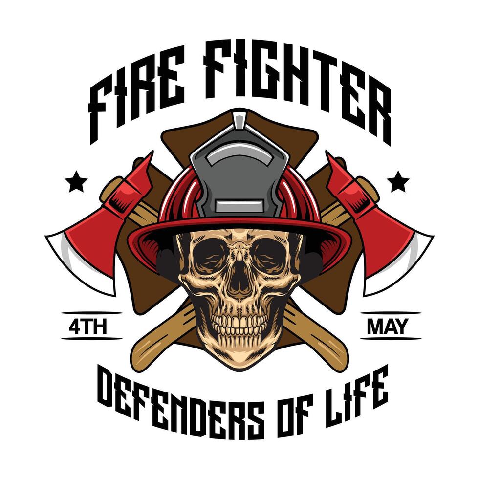 International Firefighter Day Illustration for sticker, poster, flyer, brochure, invitation, greeting card, banner, campaign, t-shirt, apparel, social media, template vector