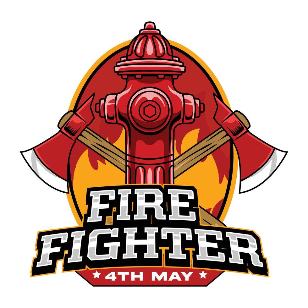 Firefighter May 4 Illustration for sticker, poster, flyer, brochure, invitation, greeting card, banner, campaign, t-shirt, apparel, social media, template vector
