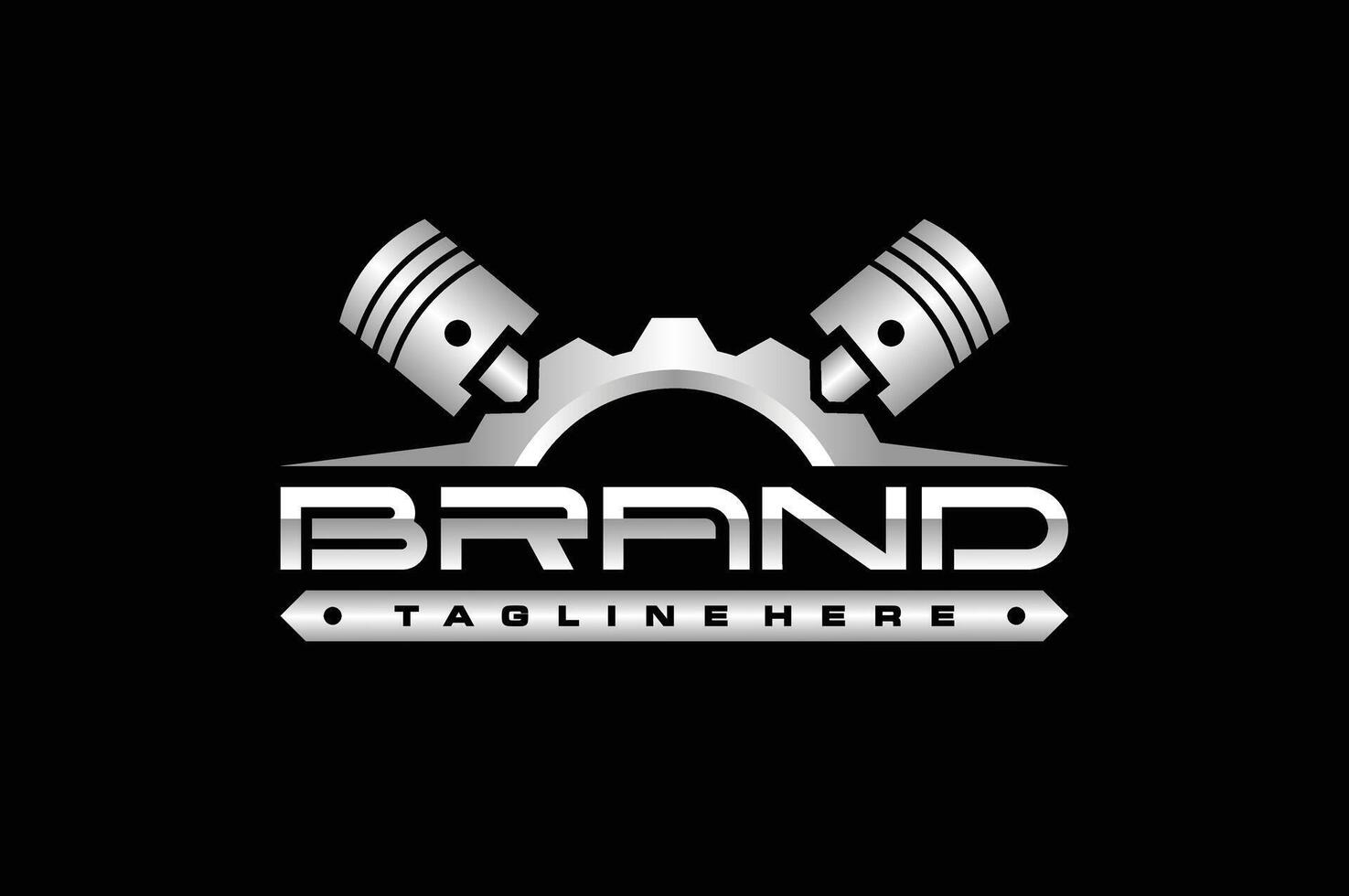 strong gear piston silver logo vector