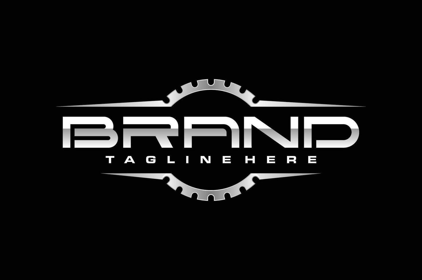 simple text gear emblem logo vector
