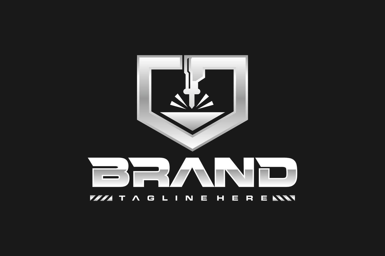 shield metal laser logo vector