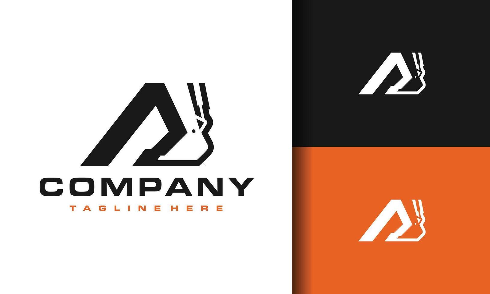 letter A scoop excavator logo vector