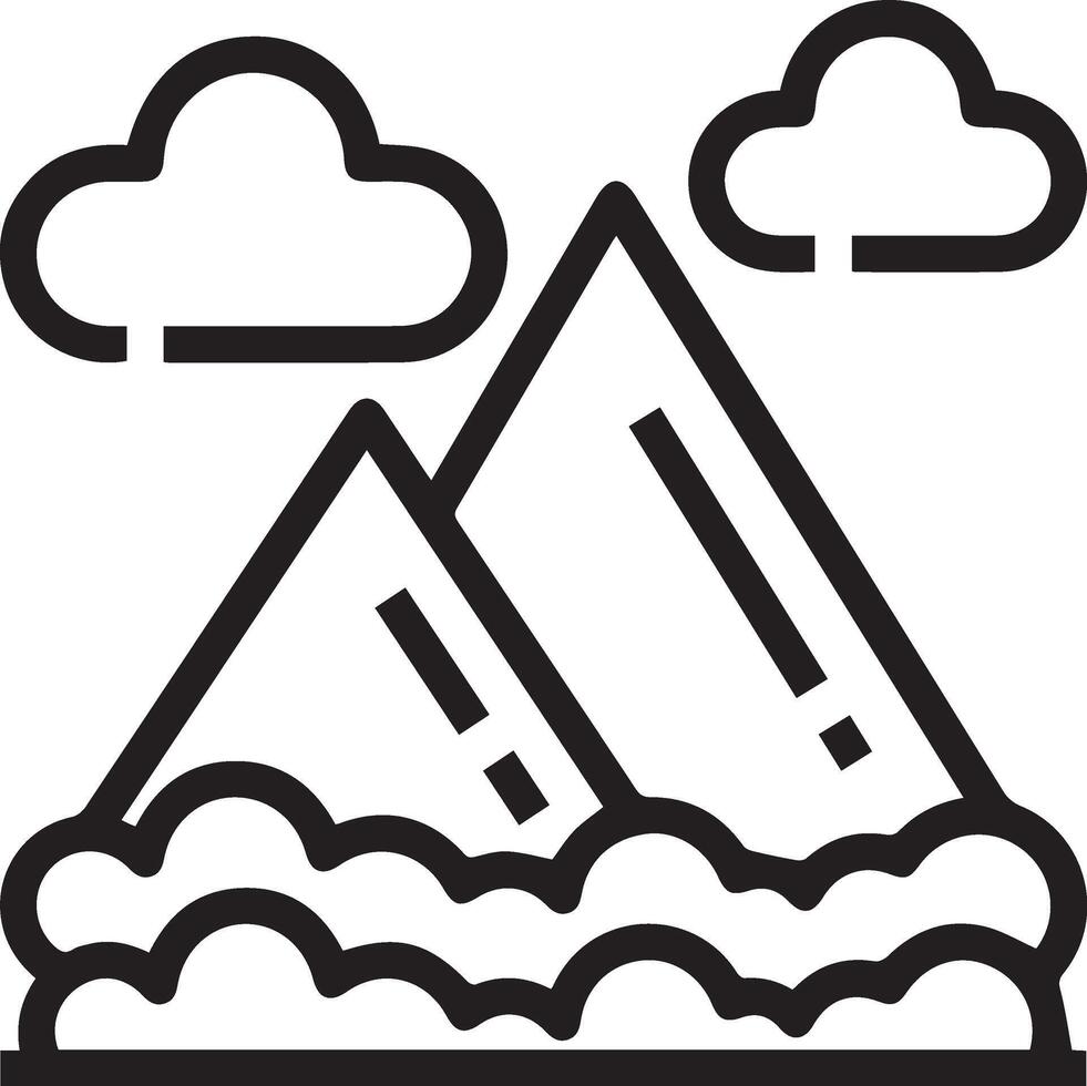 Mountains and clouds icon vector
