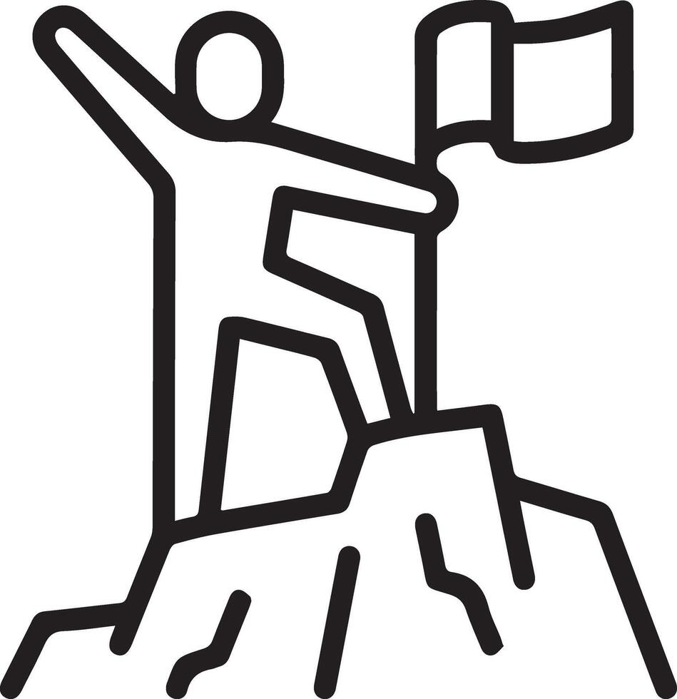 A man on top of a mountain holding a flag vector