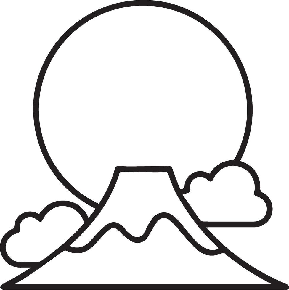 A mountain with clouds and a sun in the background vector