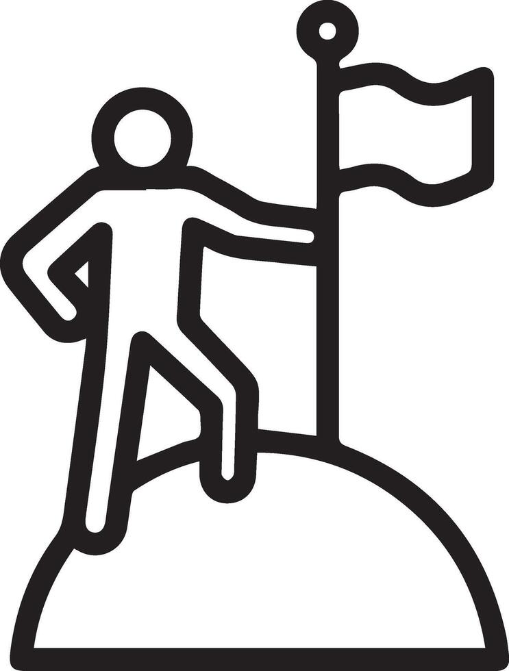 A man holding a flag on top of a mountain vector