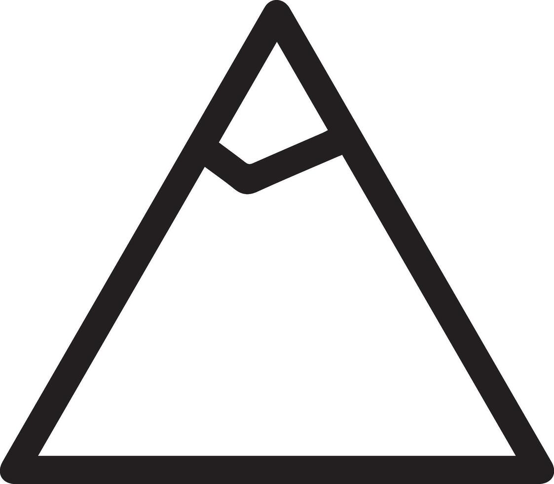 A black and white triangle with a mountain in the middle vector