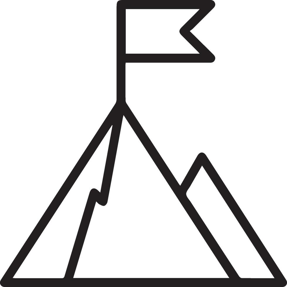A mountain with a flag on top of it vector