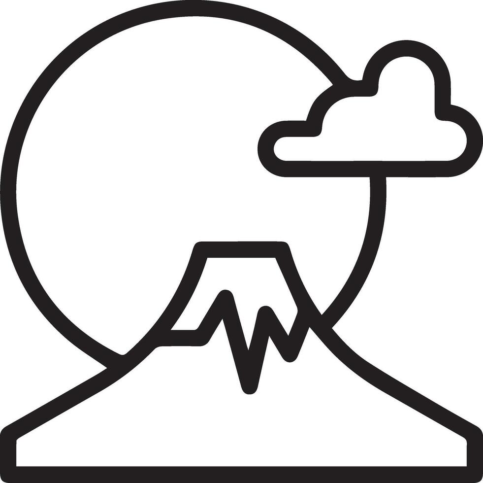 A black and white illustration of a mountain with clouds vector