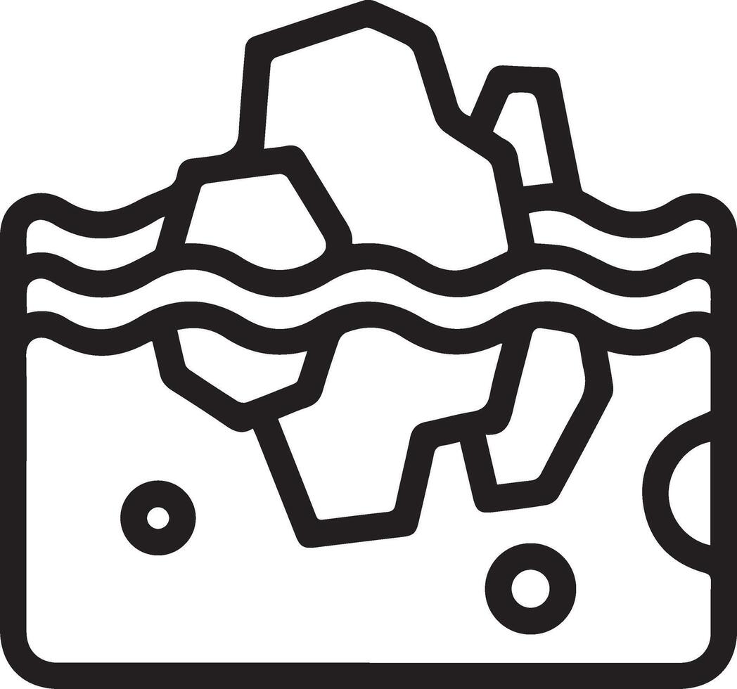 A black and white icon of a rock in the water vector