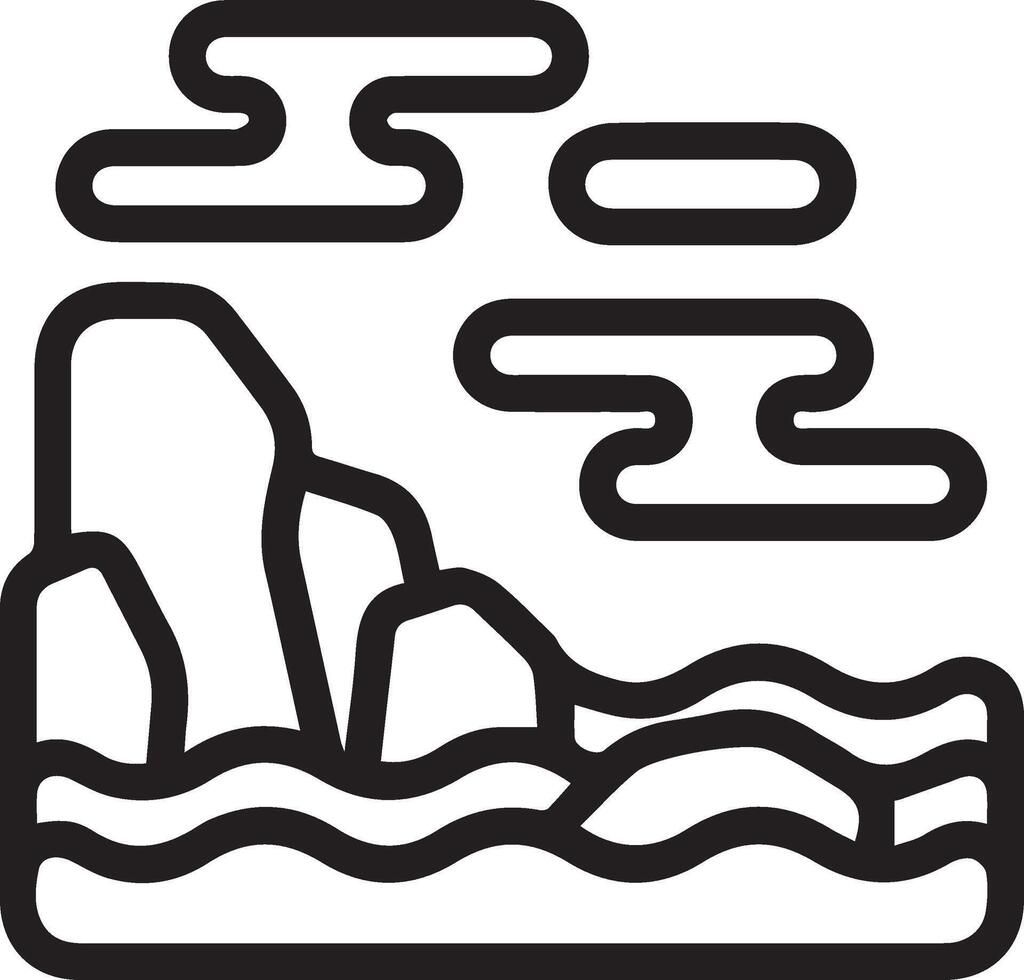 A black and white illustration of a rock in the ocean vector