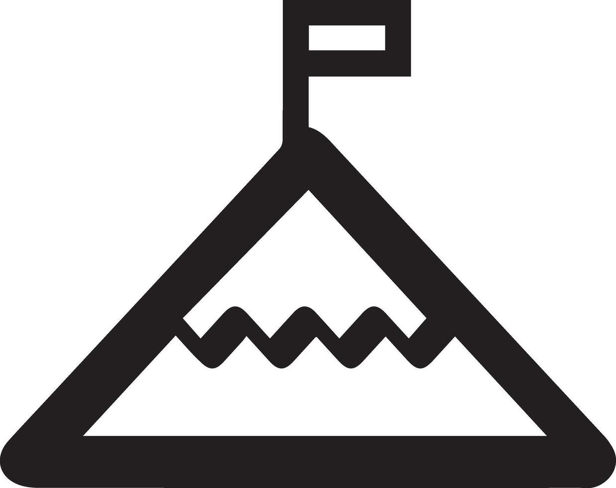 A black and white image of a mountain with a flag on top vector