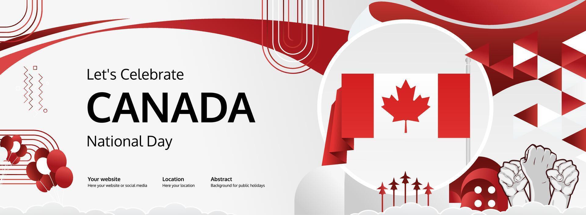Creative abstract with Canadian flag colors, perfect for Canada Day banners, posters and greeting cards. vector