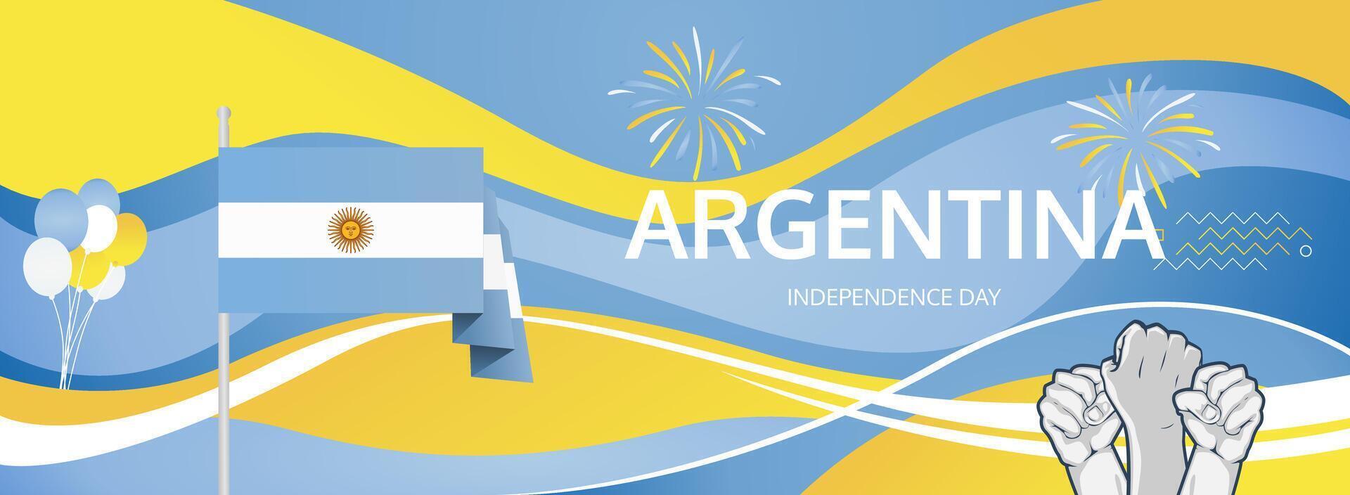 Argentina Independence Day is celebrated through an abstract artistic composition inspired by the colors of the national flag. vector