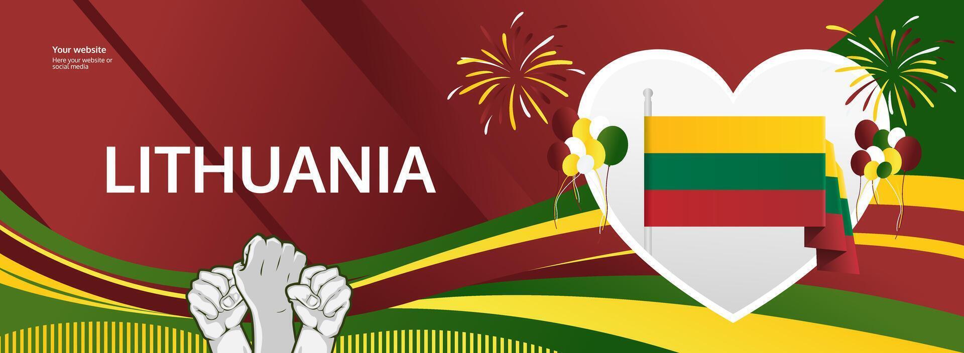 Lithuania Independence Day celebration with love symbol. Perfect for nationalist banners in national flag colors. vector