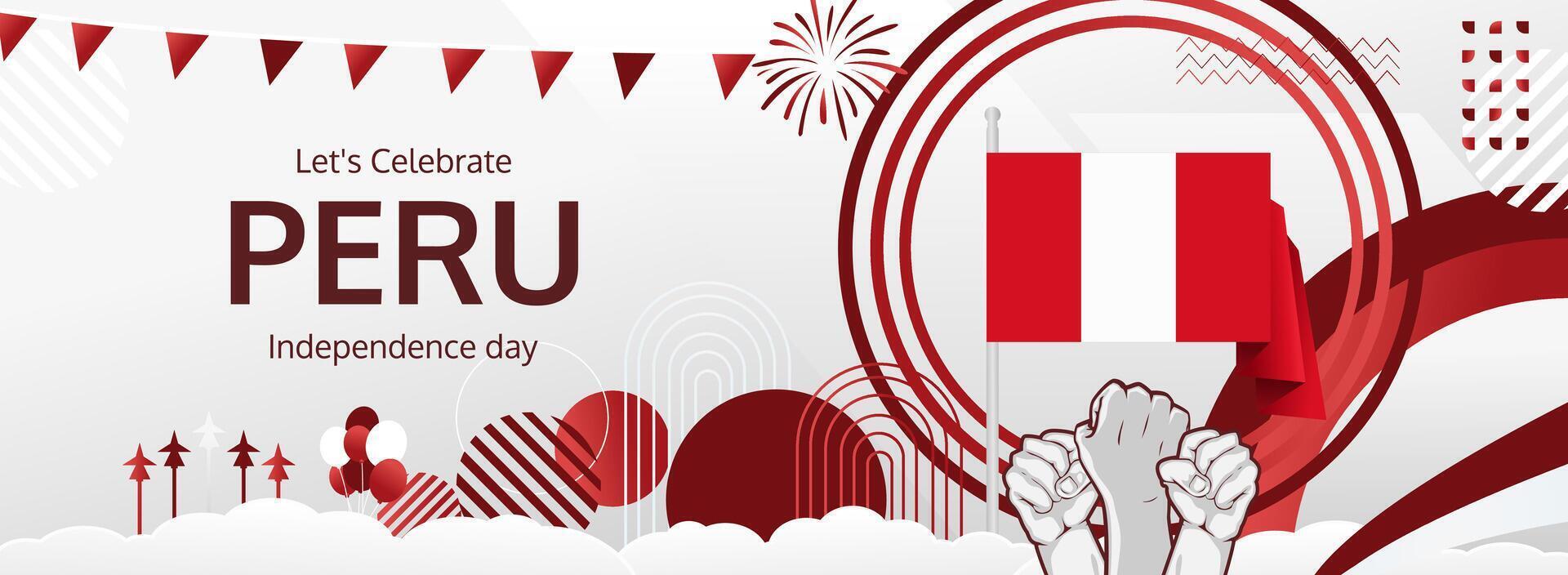 Commemorate Peru Independence Day with a dynamic, creative concept celebrating the vibrant spirit of freedom and national pride. vector
