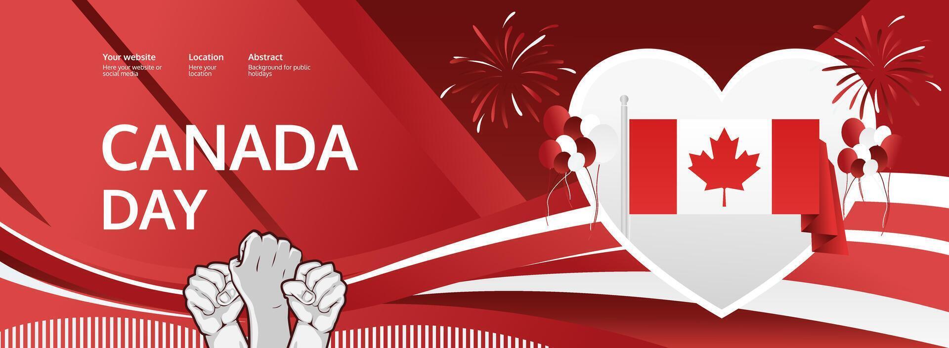 Canada Day abstract art in patriotic red and white. Ideal for festive posters, banners, and greeting cards for the national holiday. vector