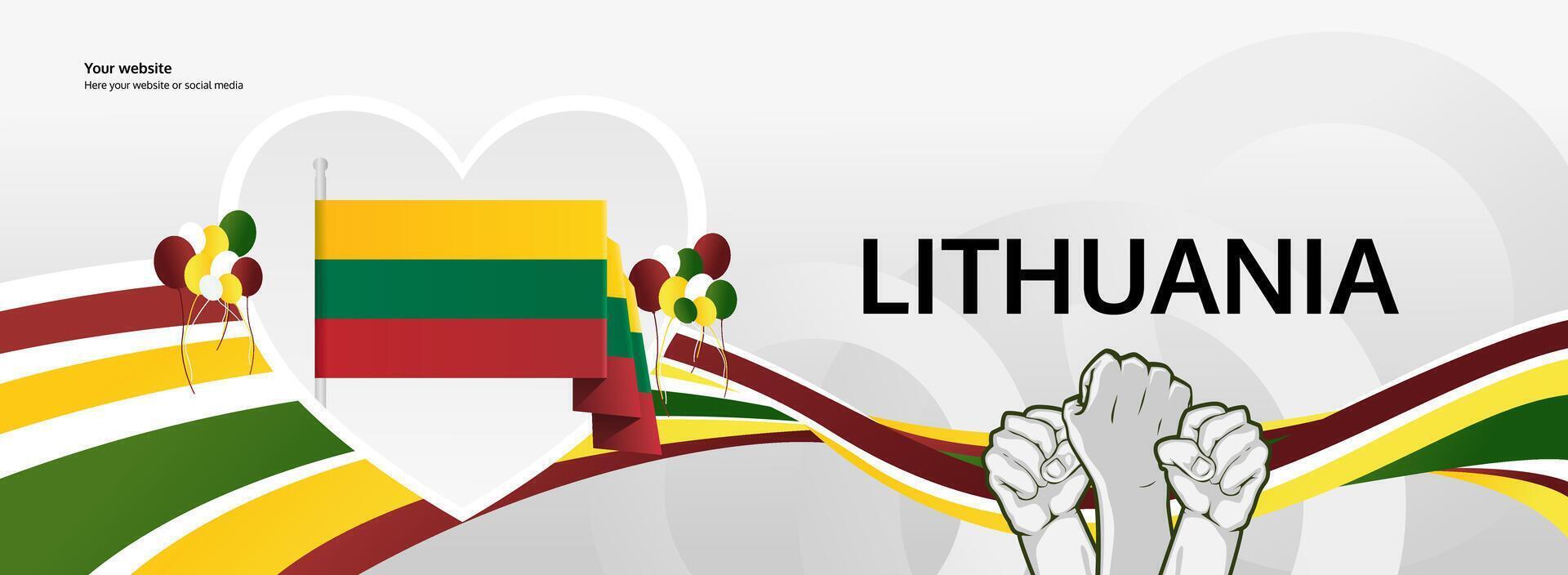 Lithuania national or independence day banner with love symbol to grow nationalist spirit. Happy Lithuania independence day vector