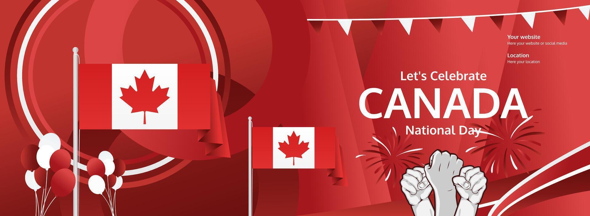 Celebrate Canada Day with bold abstract flag colors. A modern banner design perfect for posters, web banners, and holiday cards. vector