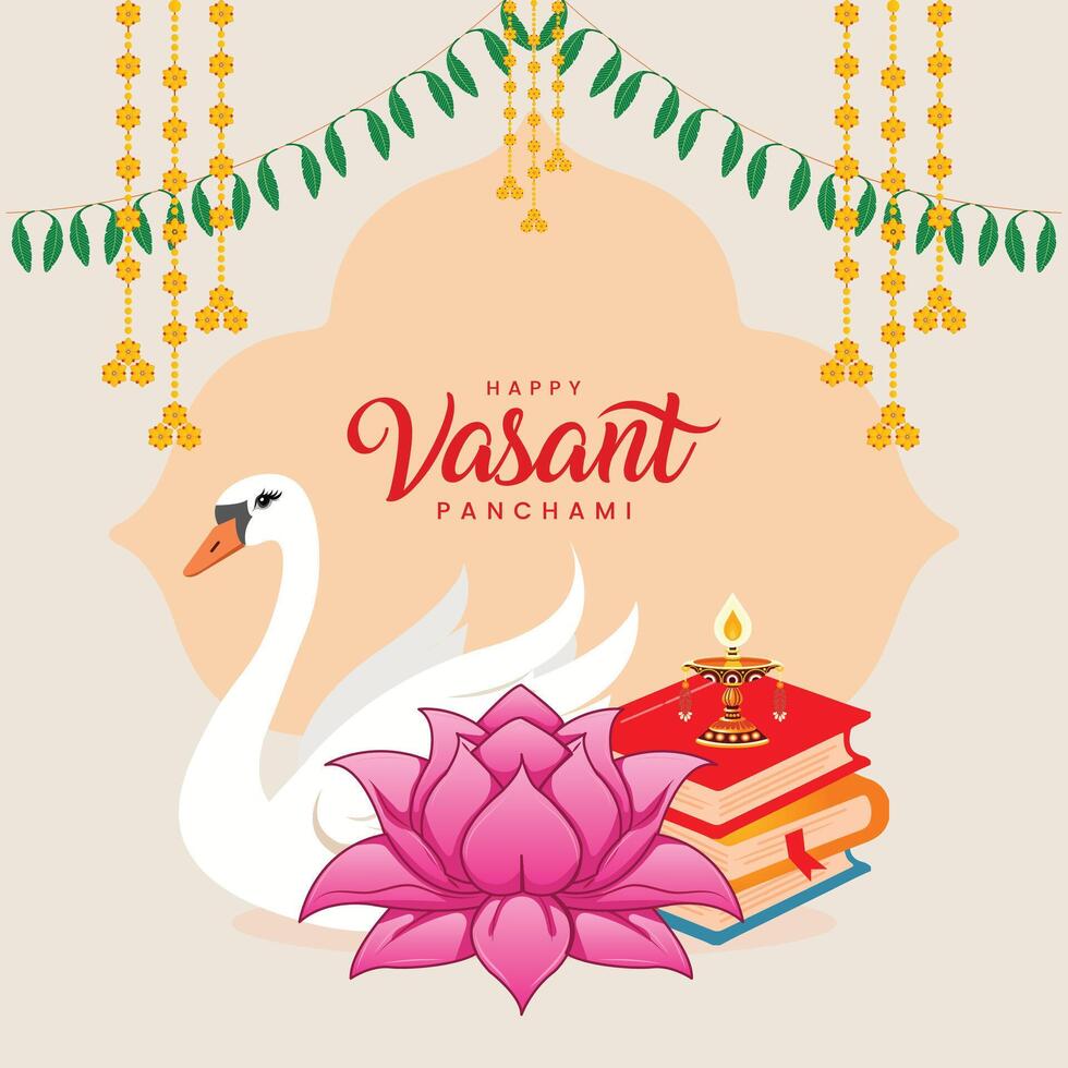 Happy vasant panjami Sarasvati for happy Vasant Panchami Puja of India. poster, banner, flyer illustration design vector