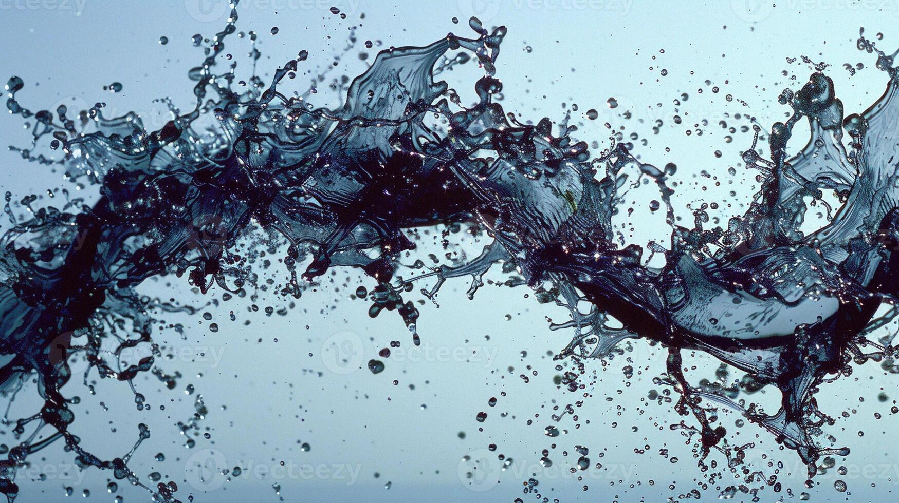 Mid-air water splash freeze with droplets scattered 3d rendering image photo