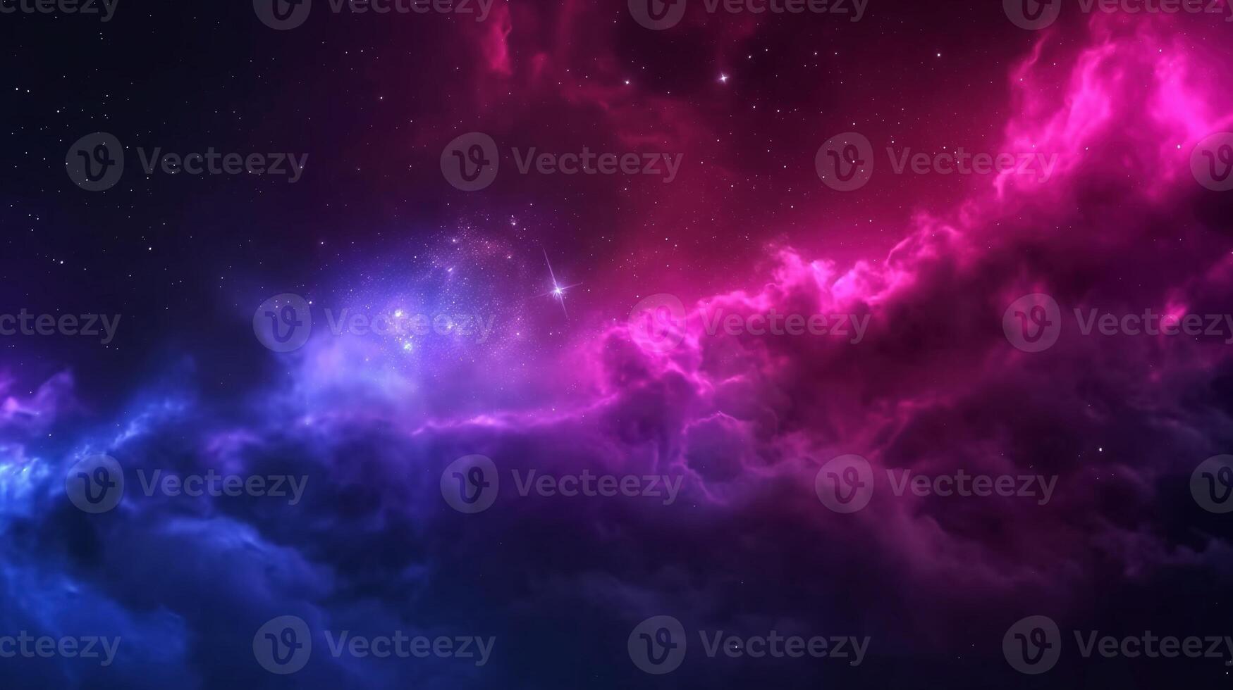 Vibrant purple cloud and sparkling stars in dark cosmos image. Wonderful nebula in outer space photography scene wallpaper. Contemplating universe magic concept photorealistic photo