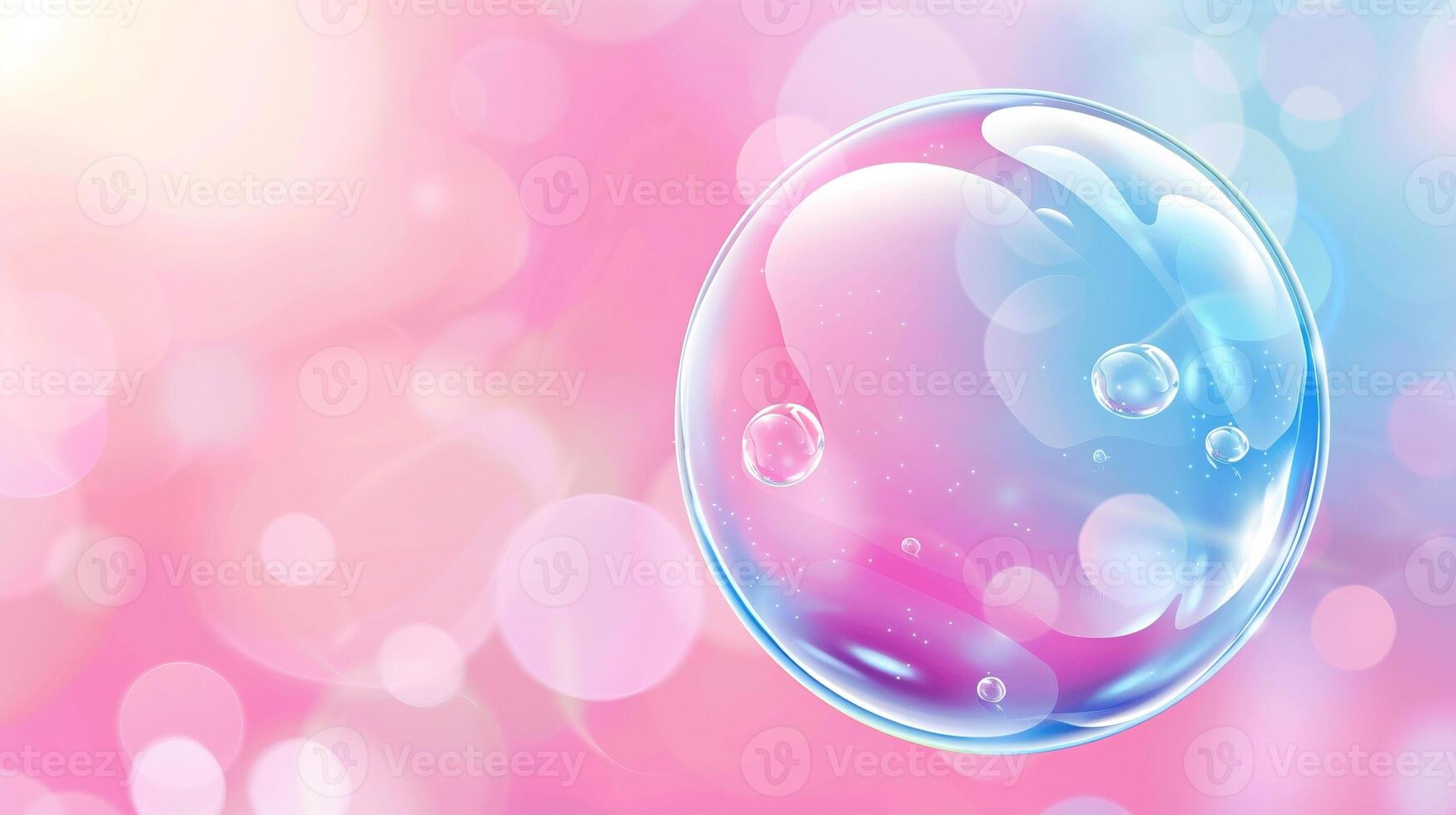 Luminous glossy bubble in soft pastel hues 3d rendering image photo