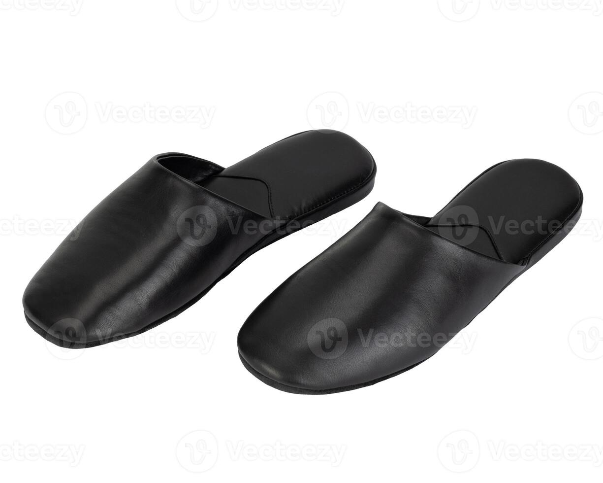 Black Leather Slippers for Indoor Use photo