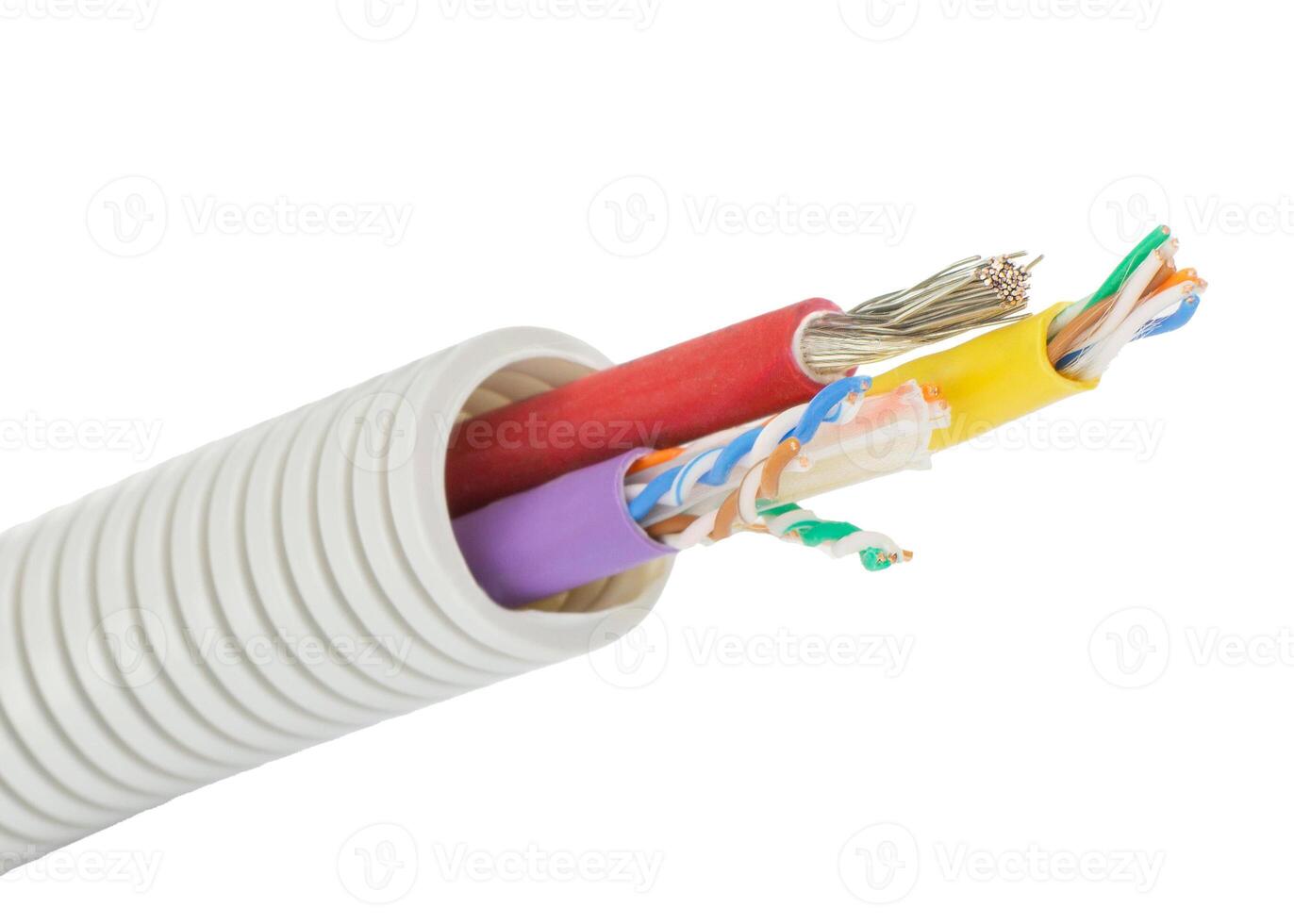 Close Up of Multi-Core Electrical Cables in Conduit photo