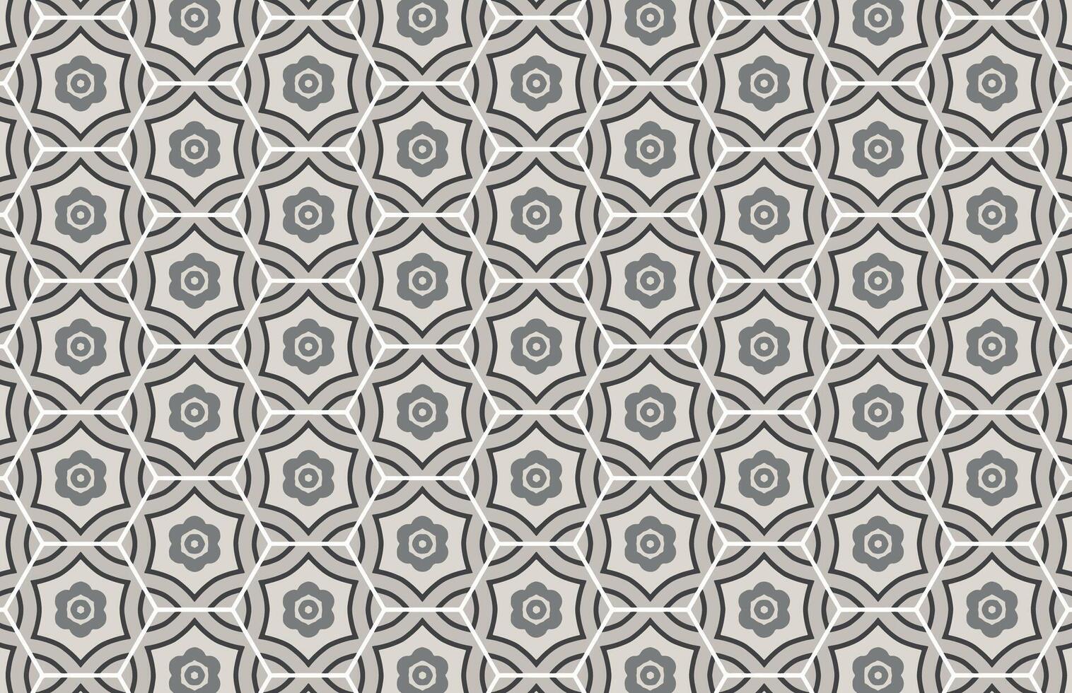 Abstract hexagonal floral wallpaper, tile, fabric design pattern vector
