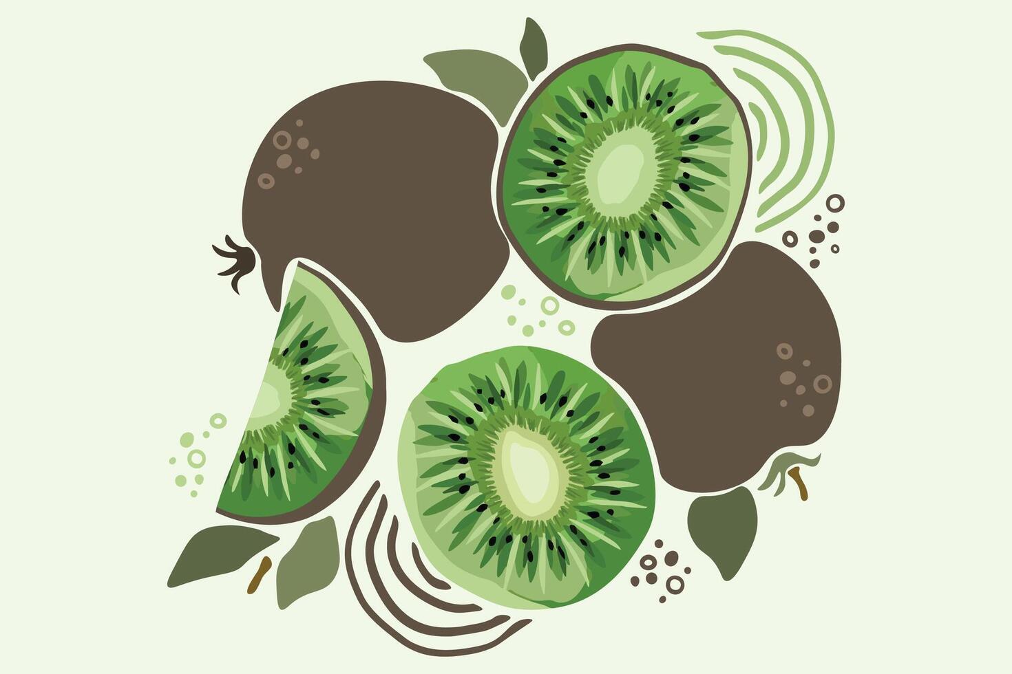Sweet ripe green kiwi fruit pattern vector