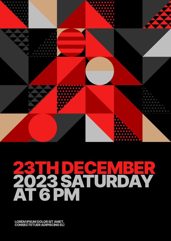 Layout template with abstract Christmas tree for flyer, greeting card, poster, banner, Christmas party invite. Christmas tree made of geometric shapes. vector