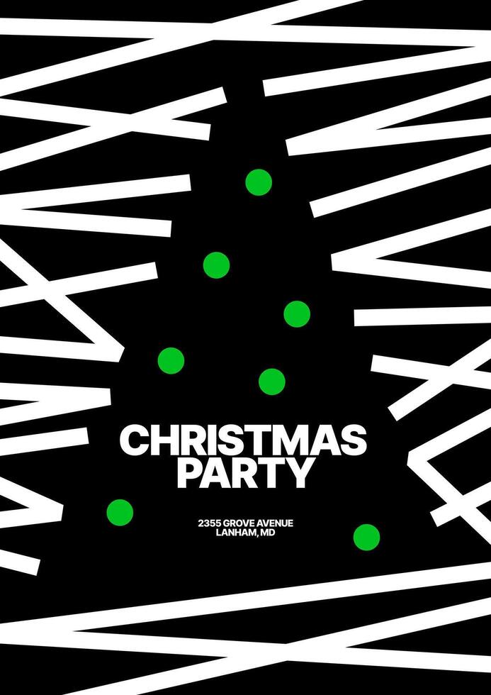 Post card with abstract Christmas tree. For flyer, greeting card, poster, banner, Christmas party invite. Happy New Year and Merry Christmas. Christmas tree made of geometric shapes. vector
