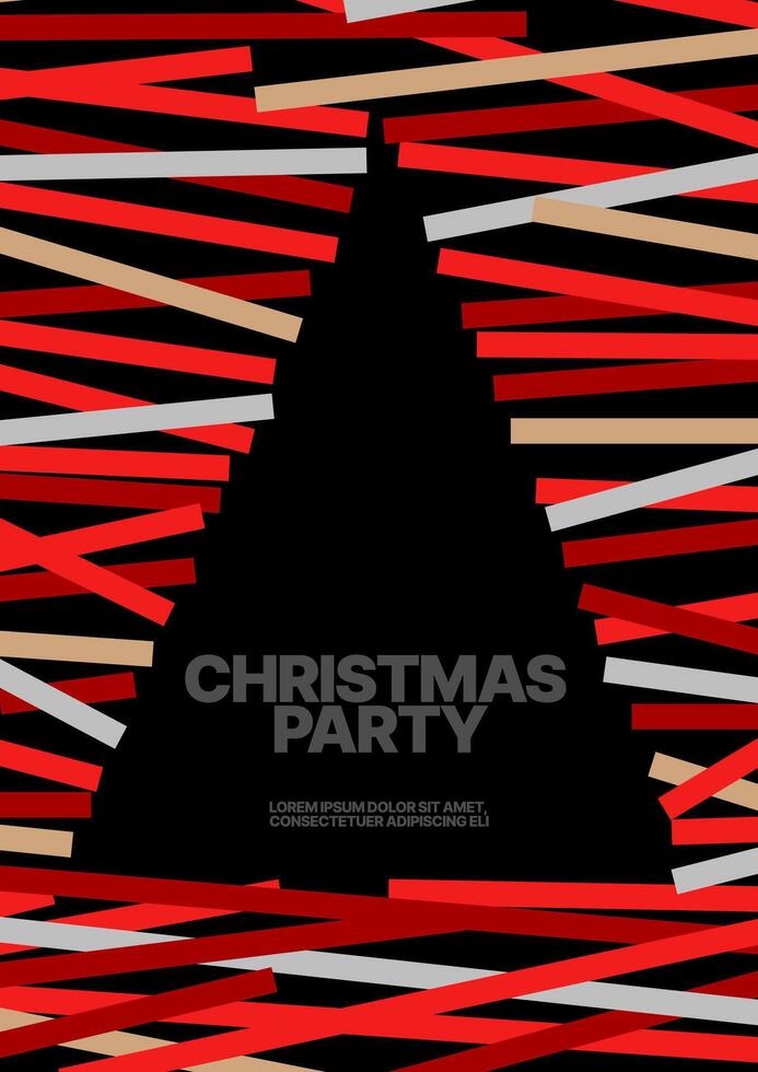 Template with abstract Christmas tree for flyer, greeting card, poster, banner, Christmas party invite. Happy New Year and Merry Christmas. Christmas tree made of geometric shapes. vector