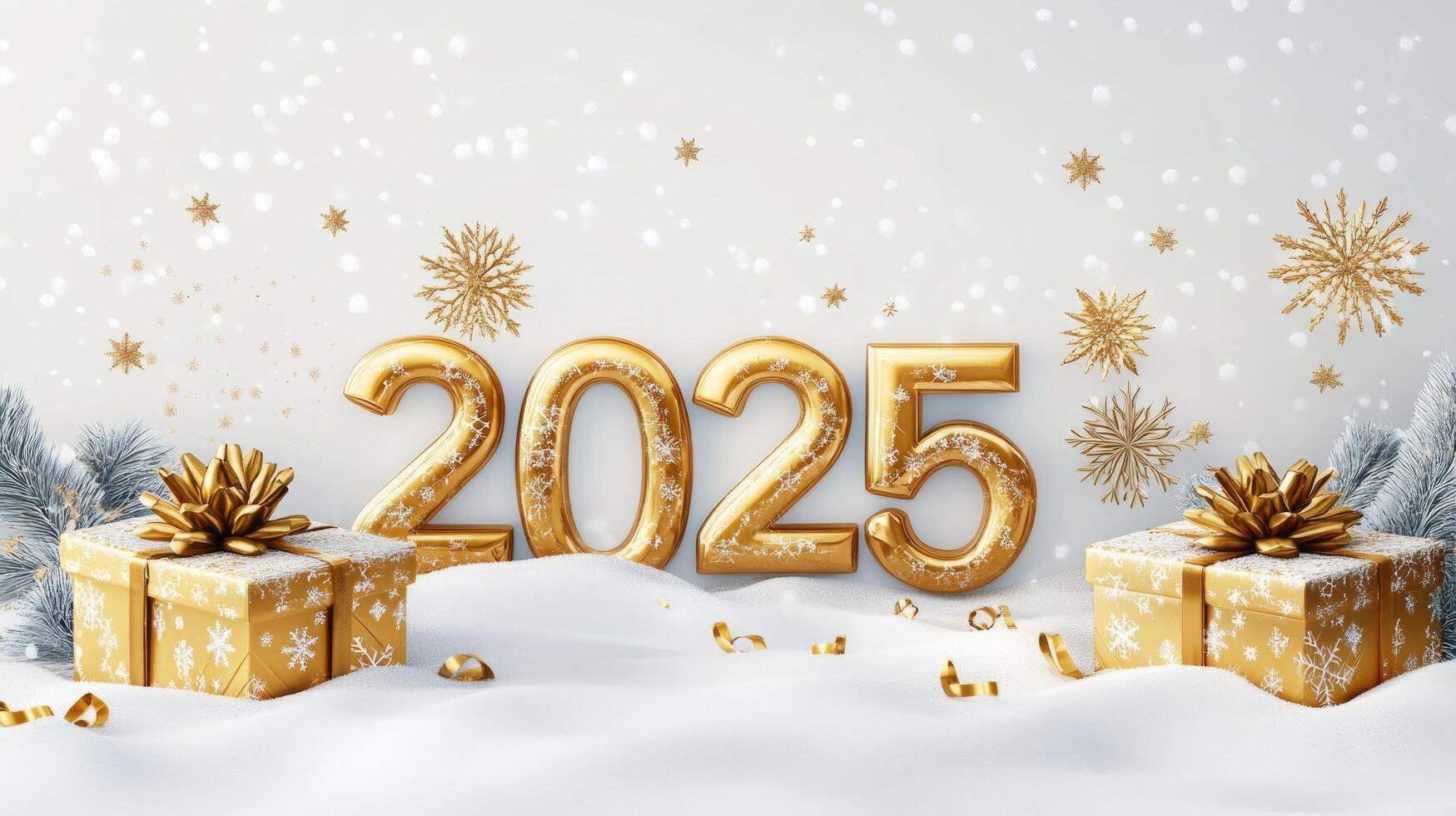 Happy New Year and Merry Christmas 2025. Greeting card. photo