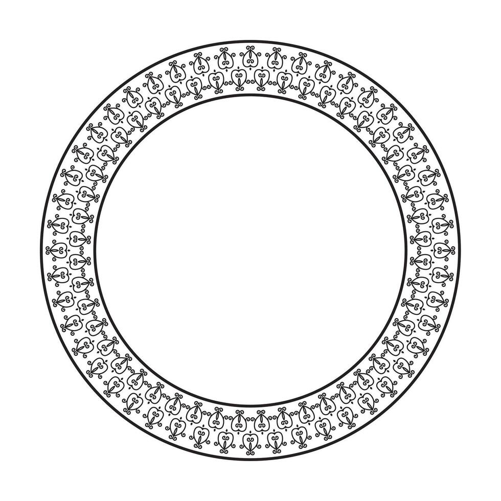 Black and white rounded floral border frame design vector