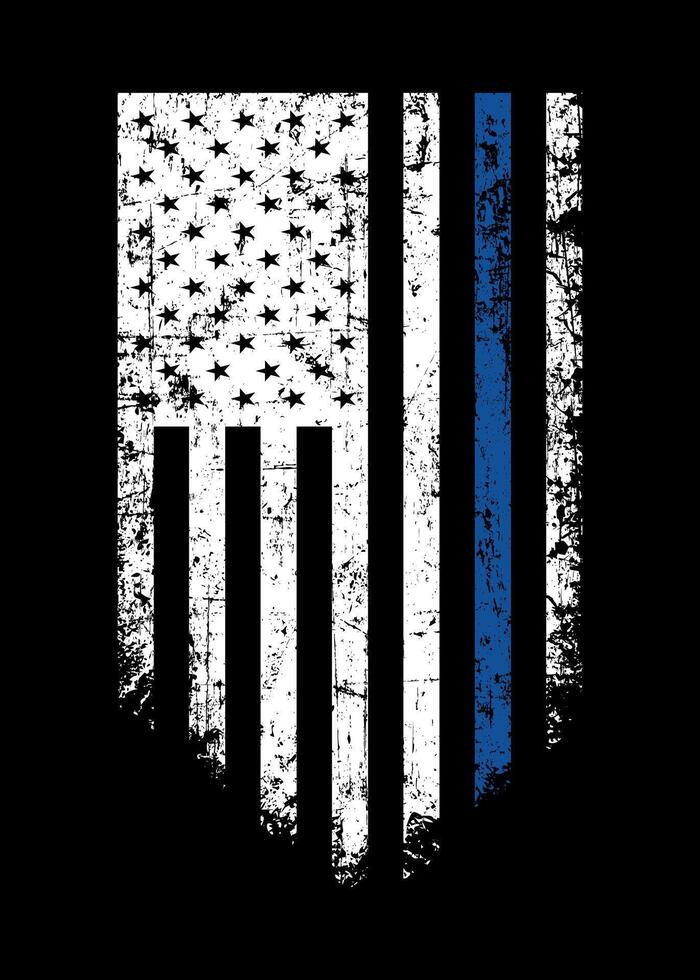 Distressed flag Thin Blue Line American Flag . Police Support Symbol Flag. vector