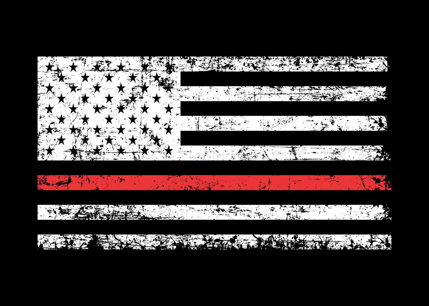 Distressed flag Thin Red Line American Flag . Firefighter Support Symbol Flag. vector