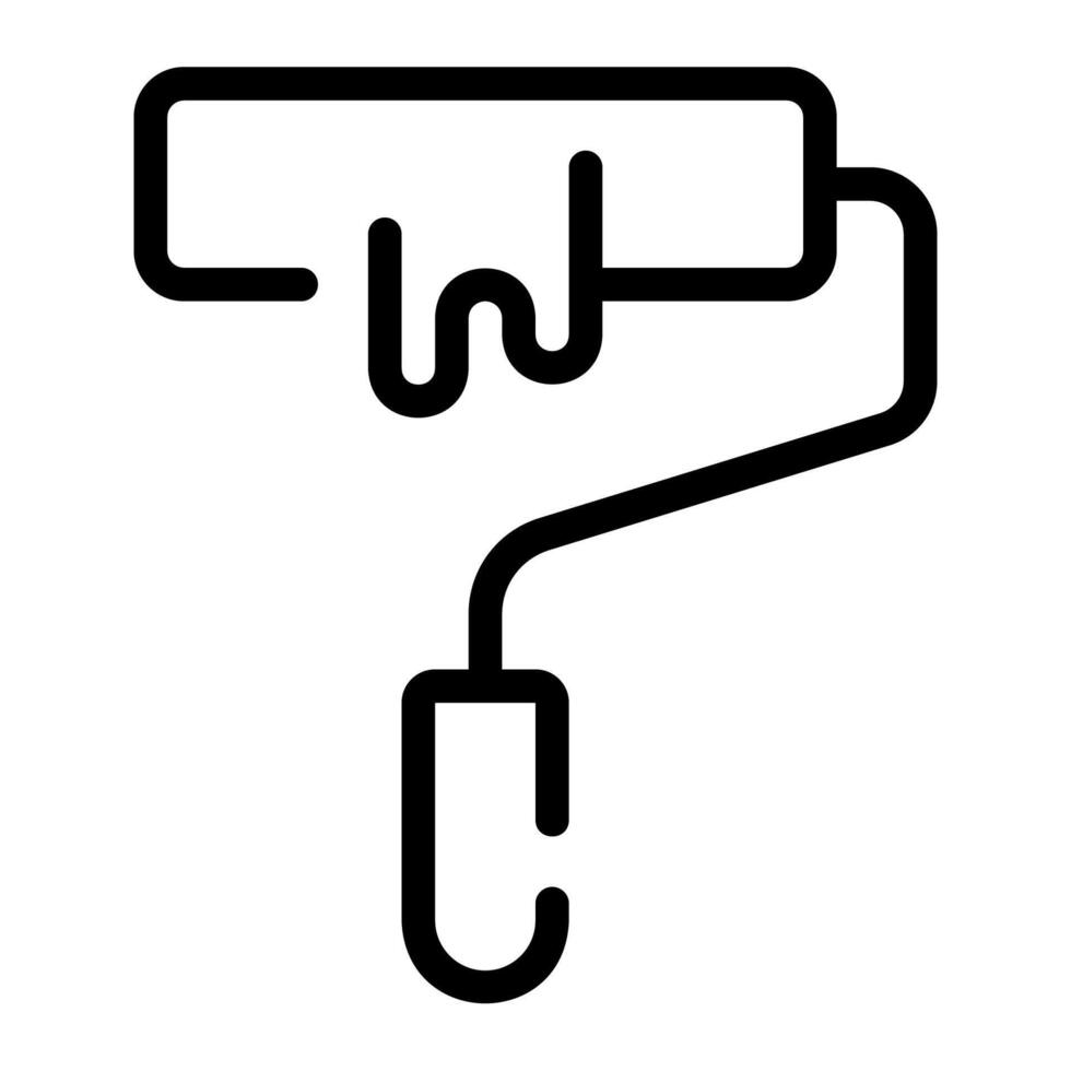 paint roller outline icon vector