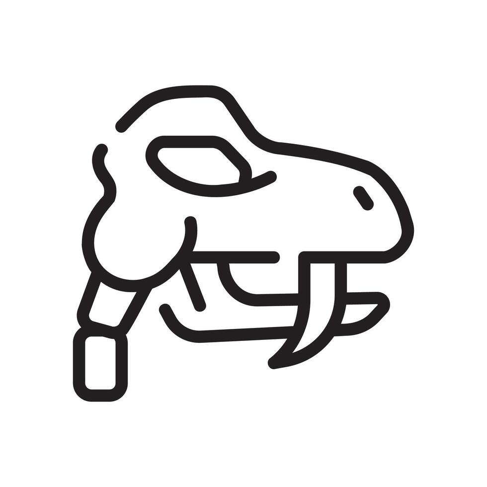 A dinosaur head with a long neck and a long tail vector
