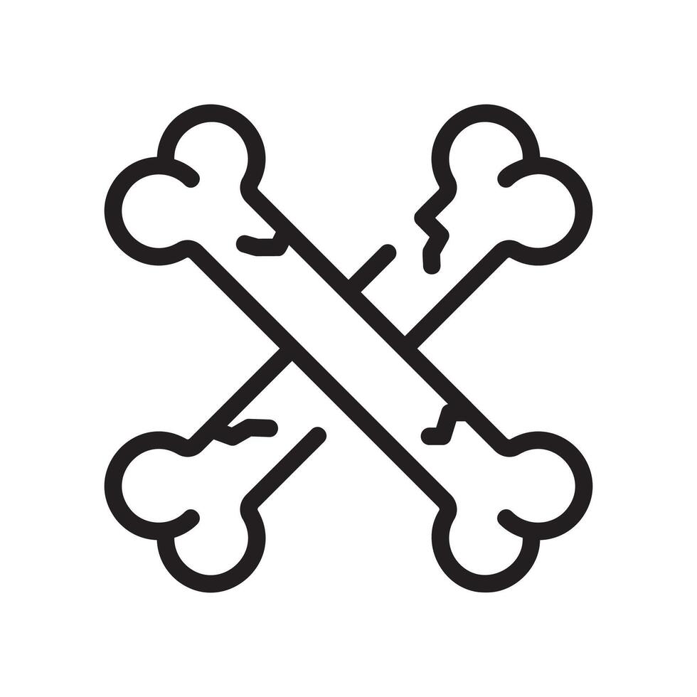 A black and white illustration of a cross bone vector