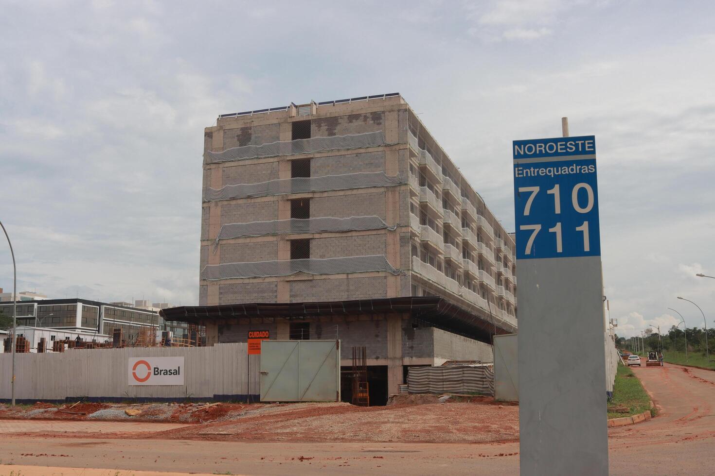 Brasilia, Brazil, DF December 3 2024 Construction continues of a New Apartment Building in the 710 and 711 block of Noroeste, Brasilia photo