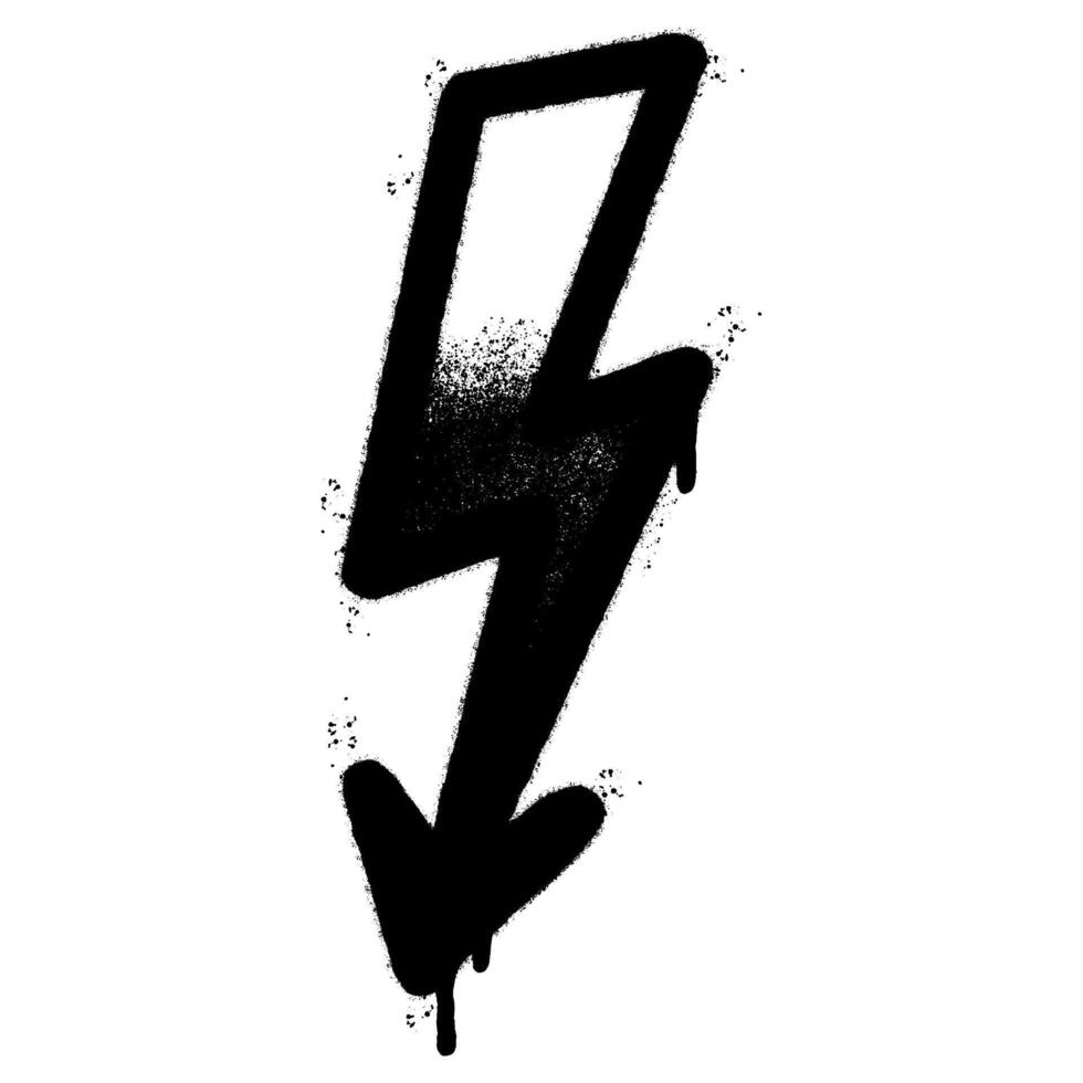 Spray Painted Graffiti electric lightning bolt symbol Sprayed isolated with a white background. graffiti electric lightning bolt icon with over spray in black over white. vector
