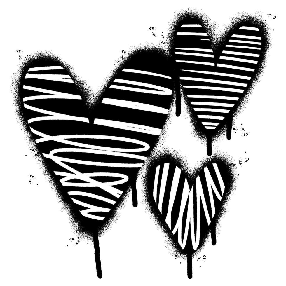 Spray Painted Graffiti heart icon Sprayed isolated with a white background. graffiti love icon with over spray in black over white. vector