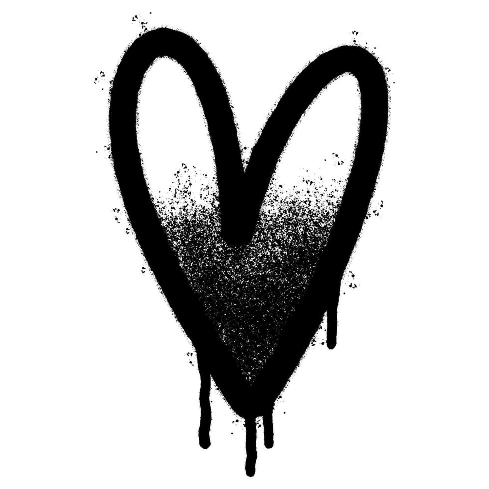 Spray Painted Graffiti heart icon Sprayed isolated with a white background. graffiti love icon with over spray in black over white. vector