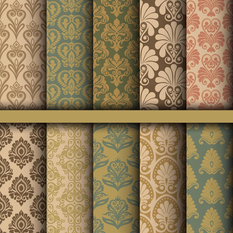 luxury baroque style ornament set vector