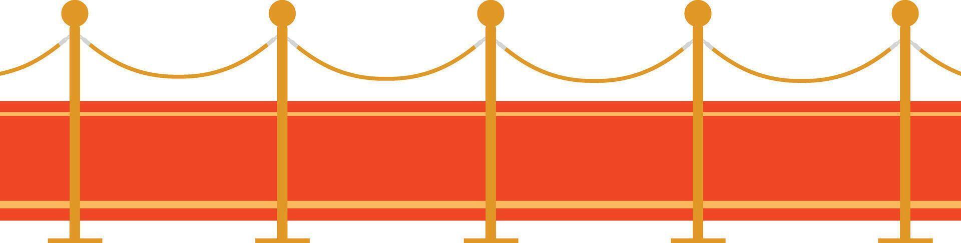 Red carpet with red ropes on golden stanchions. Exclusive event, movie premiere, gala, ceremony, awards concept. vector