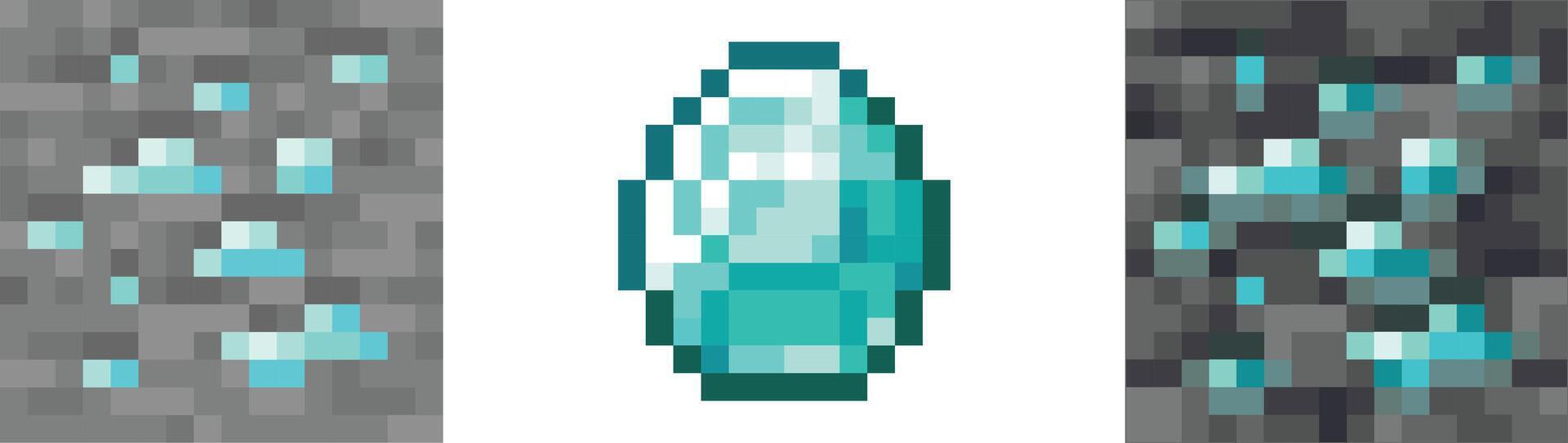 Pixel diamonds isolated on white background. The concept of eight-game. Web design. vector