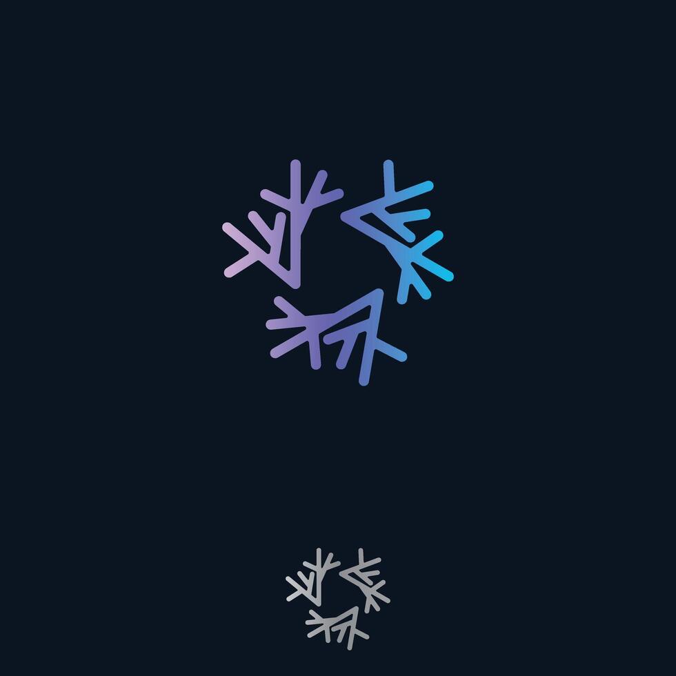 Abstract colorful circle Coral logo icon design template made by outline vector